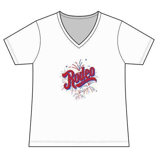 Red. White. Rodeo.  V-Neck Tee