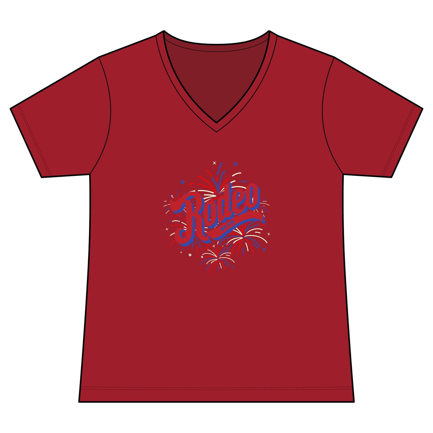 Red. White. Rodeo.  V-Neck Tee