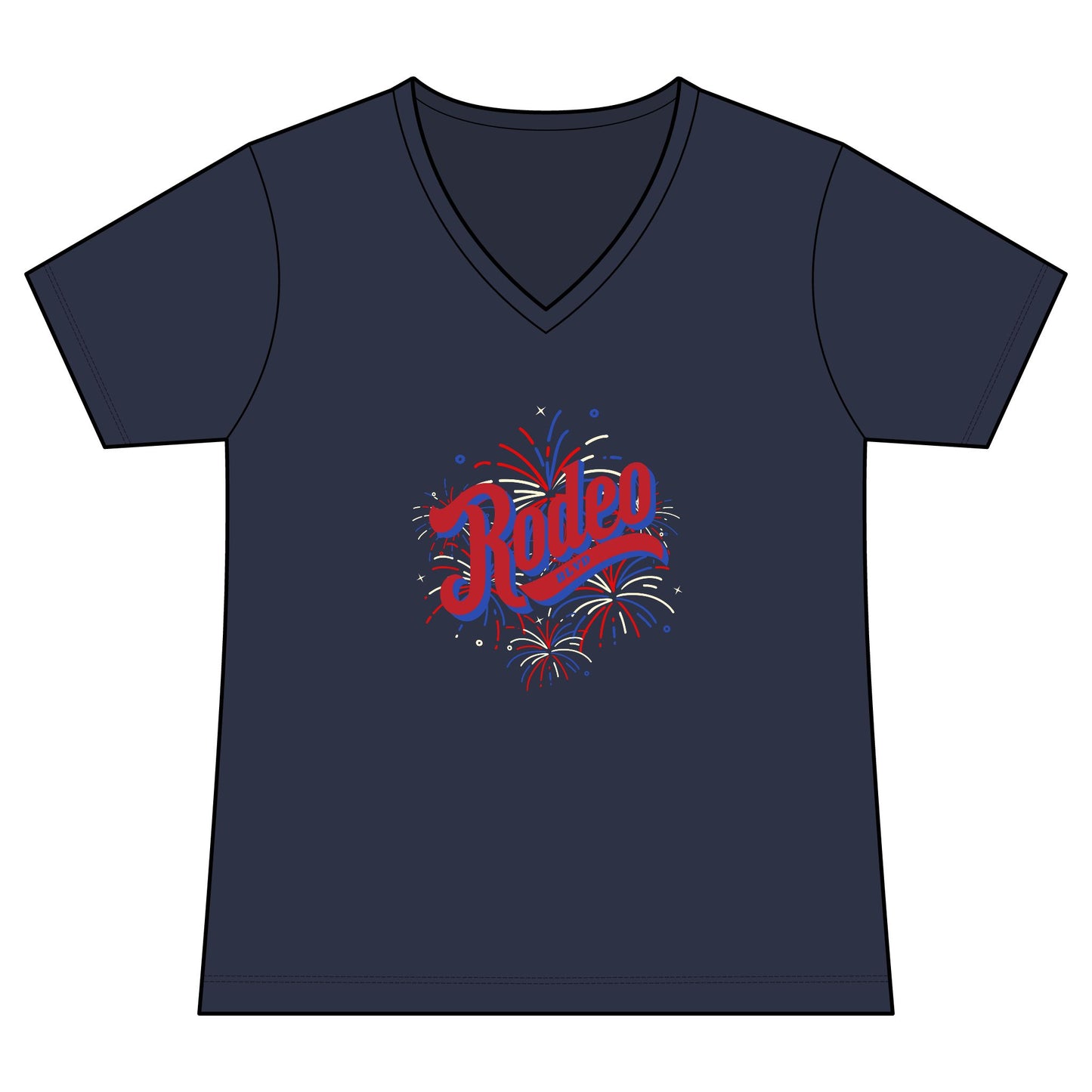 Red. White. Rodeo.  V-Neck Tee