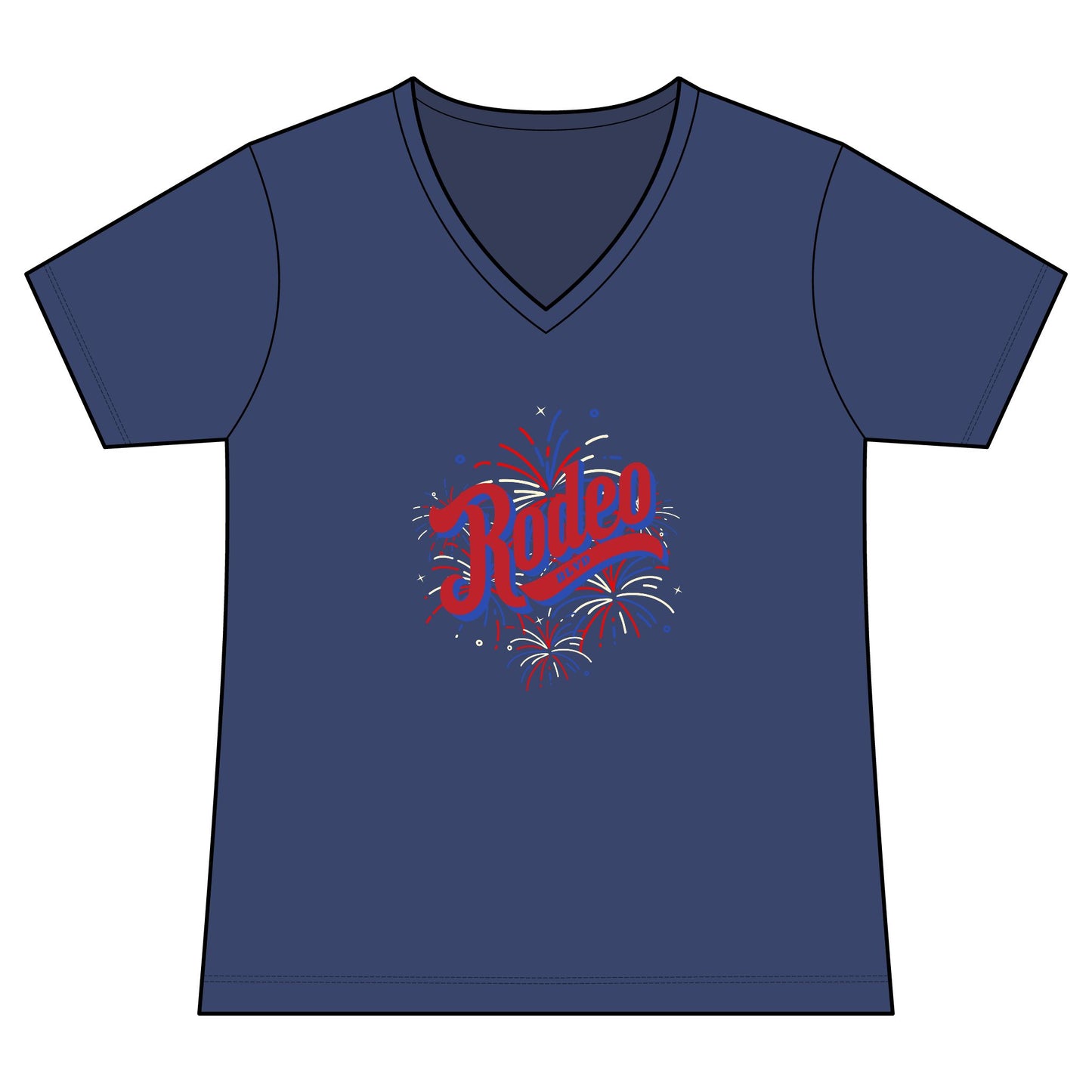 Red. White. Rodeo.  V-Neck Tee