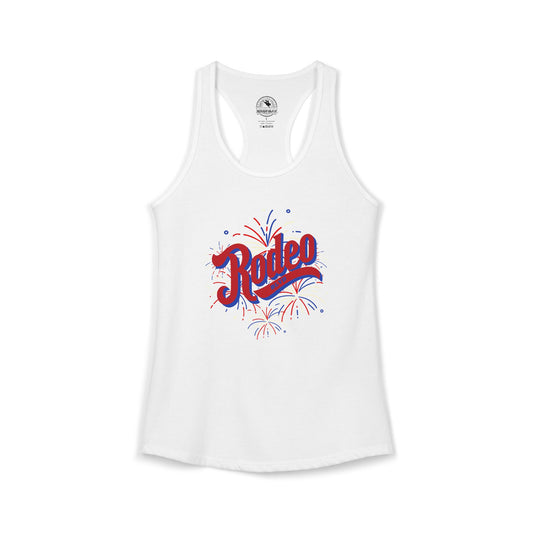 Red. White. Rodeo. - Racerback Tank