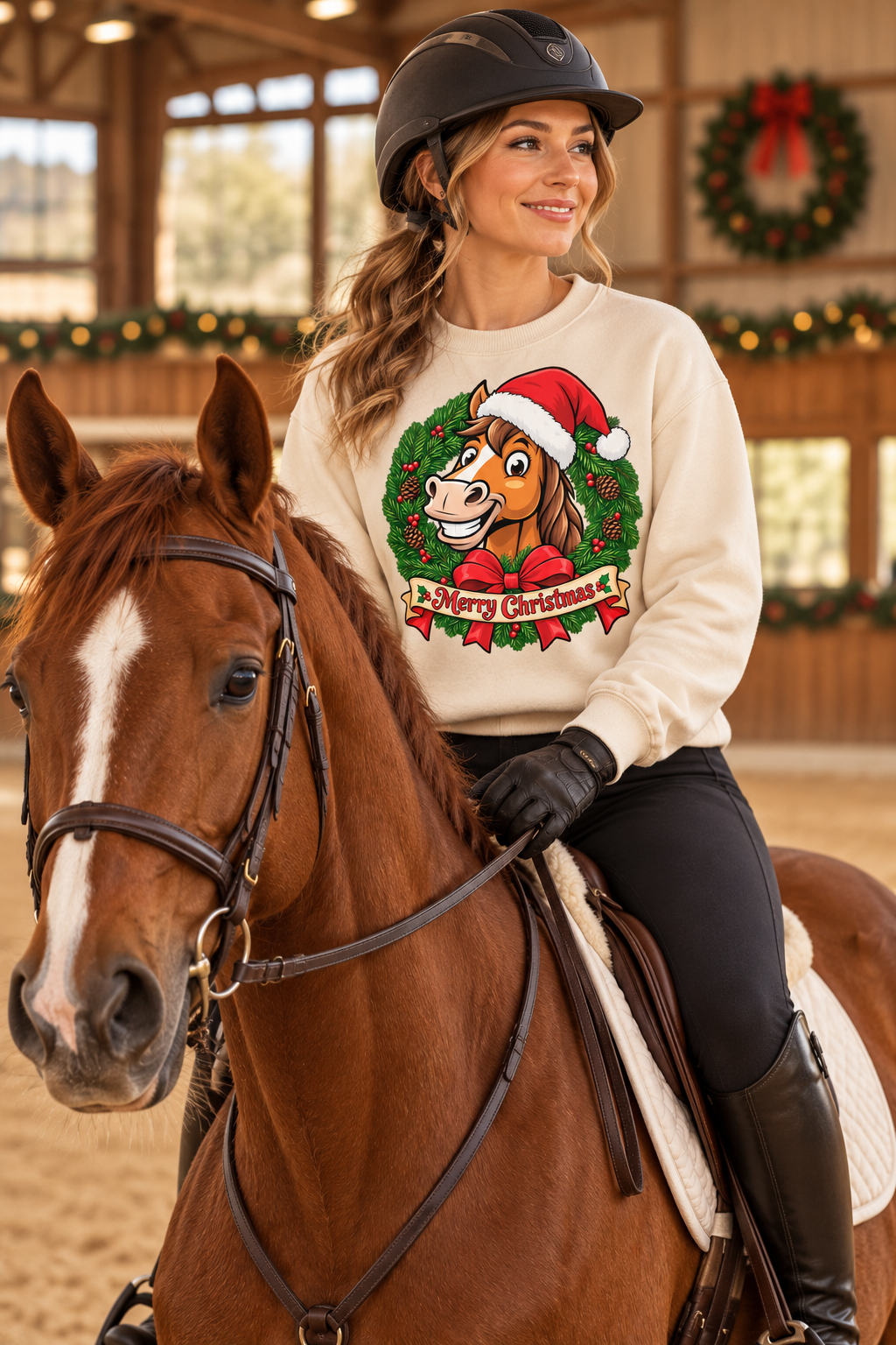 Merry Christmas Christmas Horse Crewneck Sweatshirt